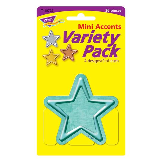 Mini Accents I Heart Metal Stars Accents Variety Pack